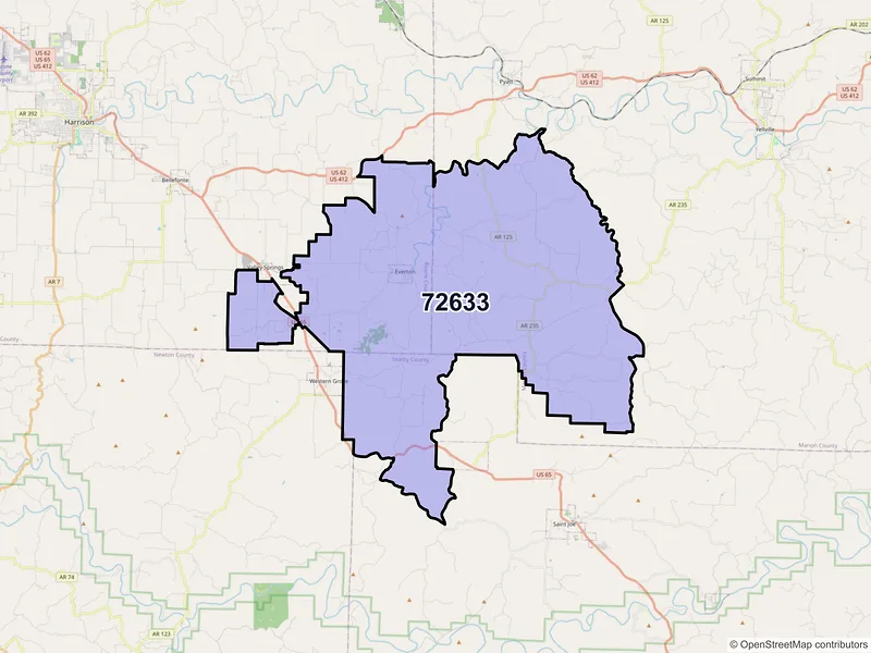 Map of ZIP Code 72633 — Everton, AR