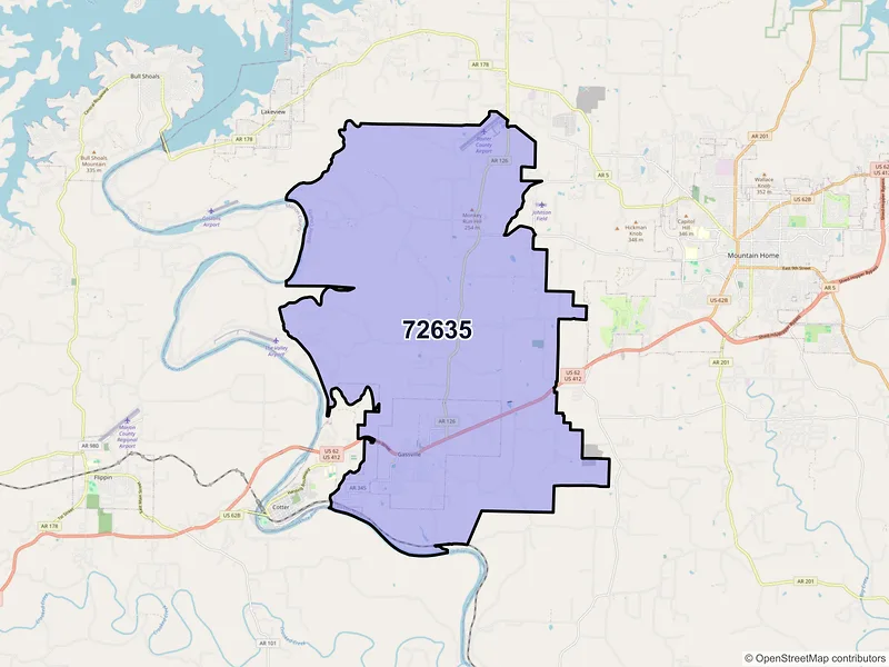 Map of ZIP Code 72635 — Gassville, AR