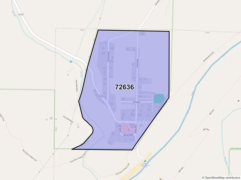 Map of Gilbert, Arkansas and ZIP codes