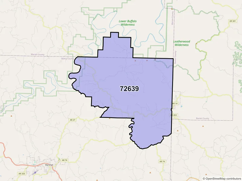 Map of ZIP Code 72639 — Harriet, AR