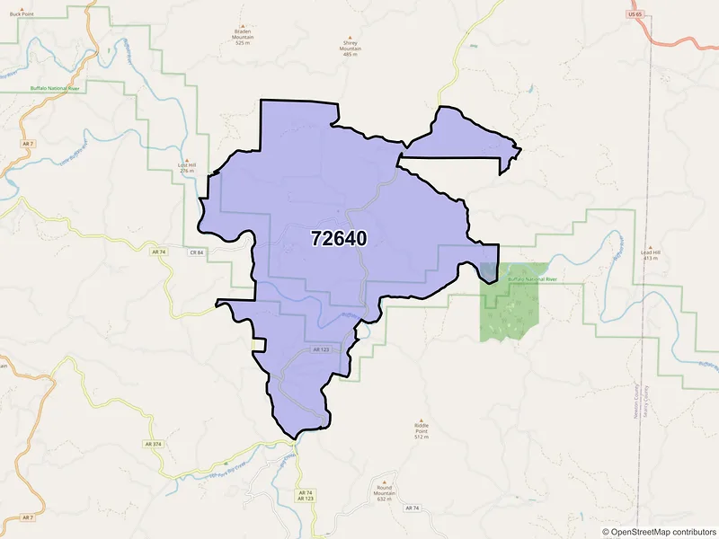 Map of ZIP Code 72640 — Hasty, AR