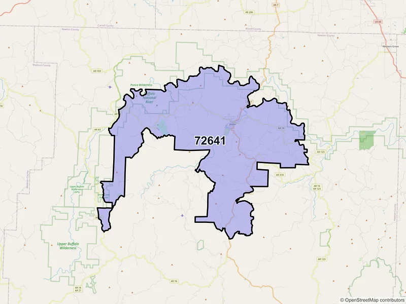 Map of ZIP Code 72641 — Jasper, AR