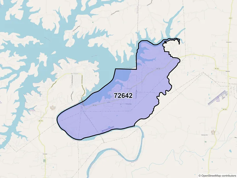 Map of ZIP Code 72642 — Lakeview, AR