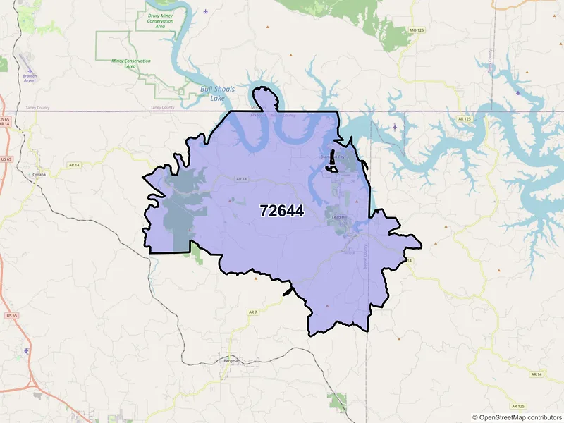 Map of Lead Hill, Arkansas and ZIP codes