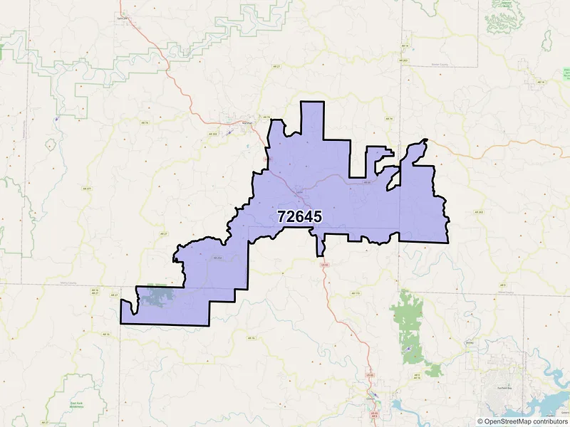 Map of ZIP Code 72645 — Leslie, AR