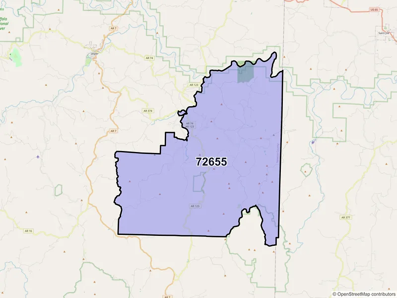 Map of ZIP Code 72655 — Mount Judea, AR