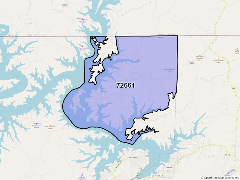 Map of ZIP Code 72661 — Oakland, AR