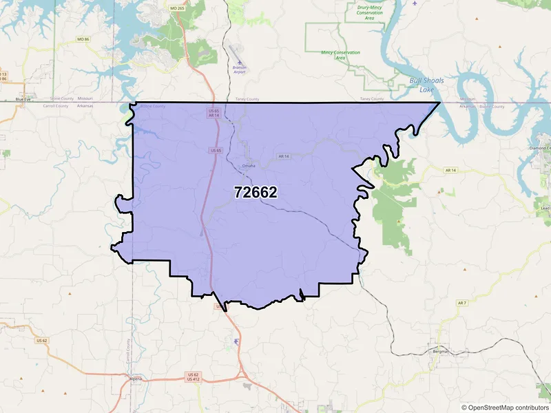 Map of ZIP Code 72662 — Omaha, AR