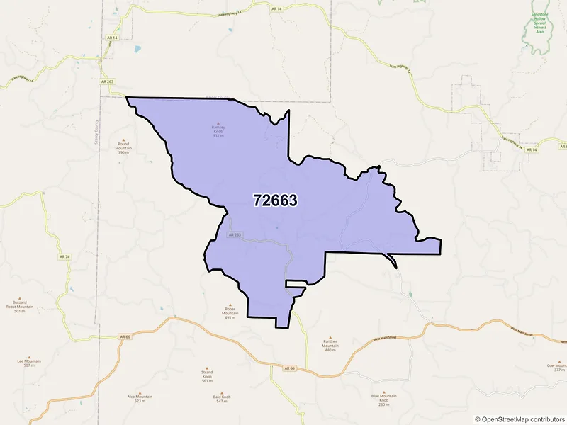 Map of ZIP Code 72663 — Onia, AR
