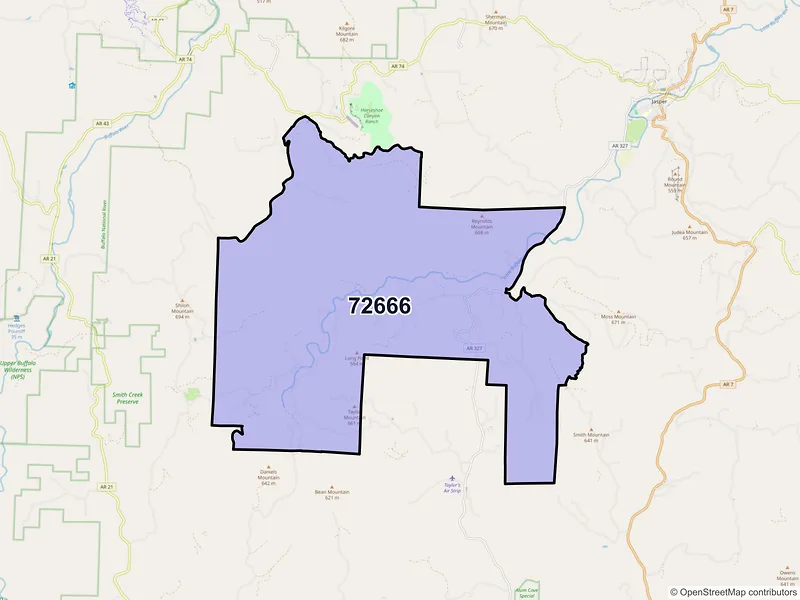Map of Parthenon, Arkansas and ZIP codes