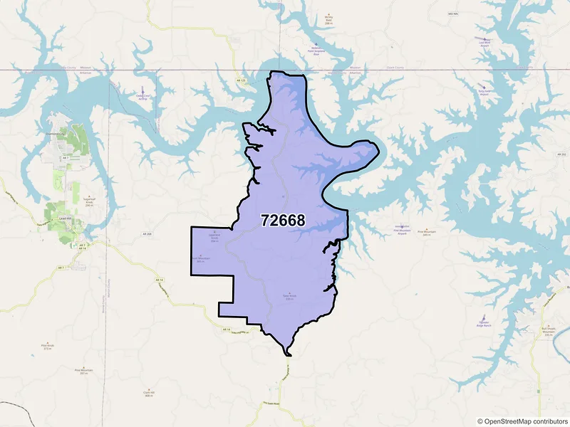Map of ZIP Code 72668 — Peel, AR