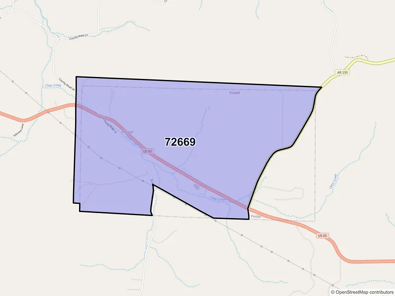 Map of Pindall, Arkansas and ZIP codes