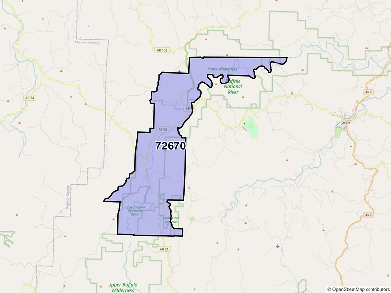Map of ZIP Code 72670 — Ponca, AR
