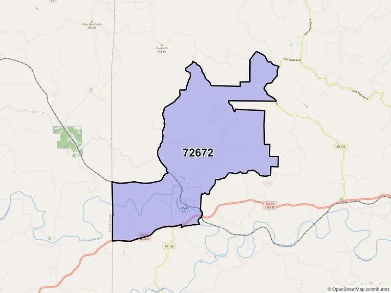 Map of Pyatt, Arkansas and ZIP codes
