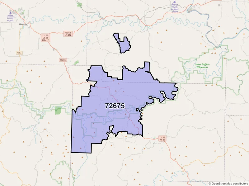 Map of Saint Joe, Arkansas and ZIP codes