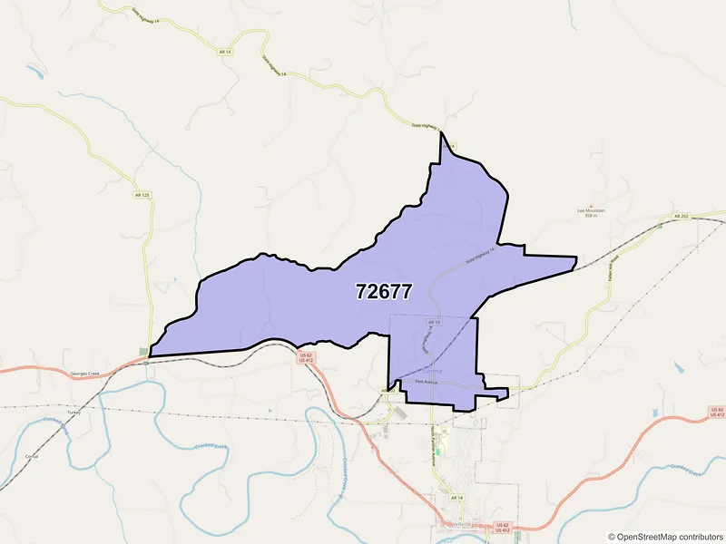 Map of Summit, Arkansas and ZIP codes