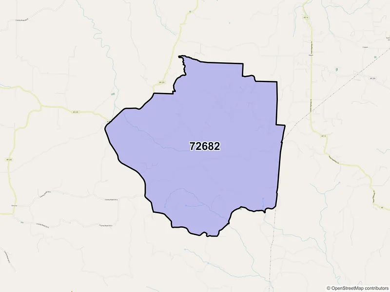 Map of ZIP Code 72682 — Valley Springs, AR