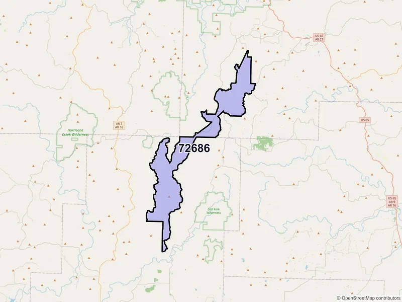 Map of Witts Springs, Arkansas and ZIP codes