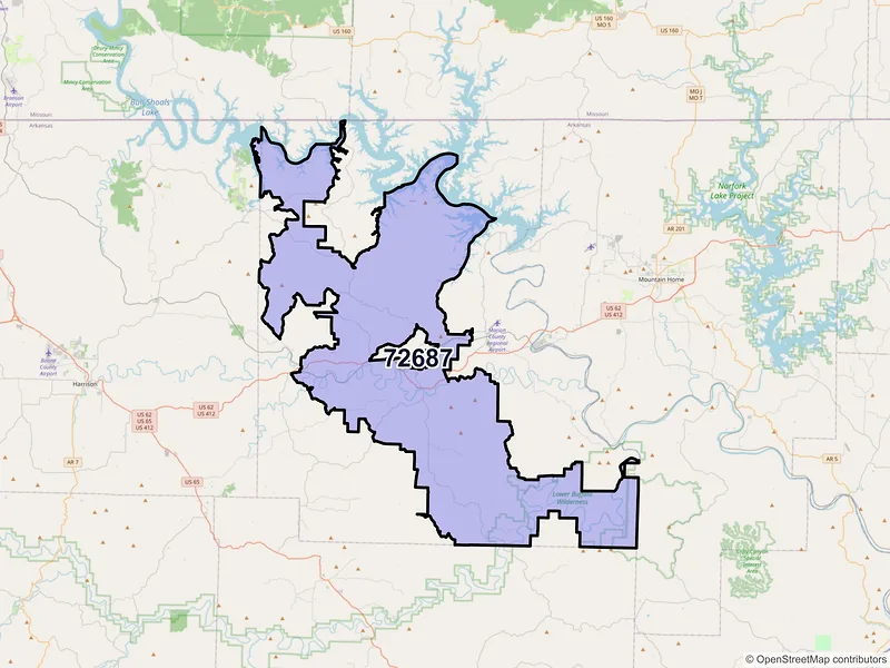 Map of ZIP Code 72687 — Yellville, AR