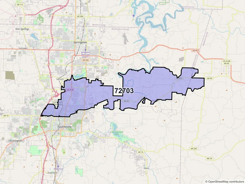 Map of ZIP Code 72703 — Fayetteville, AR