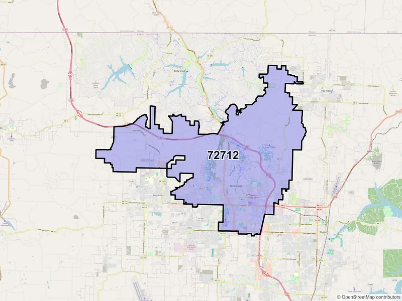 Map of ZIP Code 72712 — Bentonville, AR