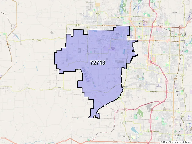 Map of ZIP Code 72713 — Bentonville, AR