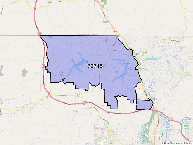 Map of ZIP Code 72715 — Bella Vista, AR