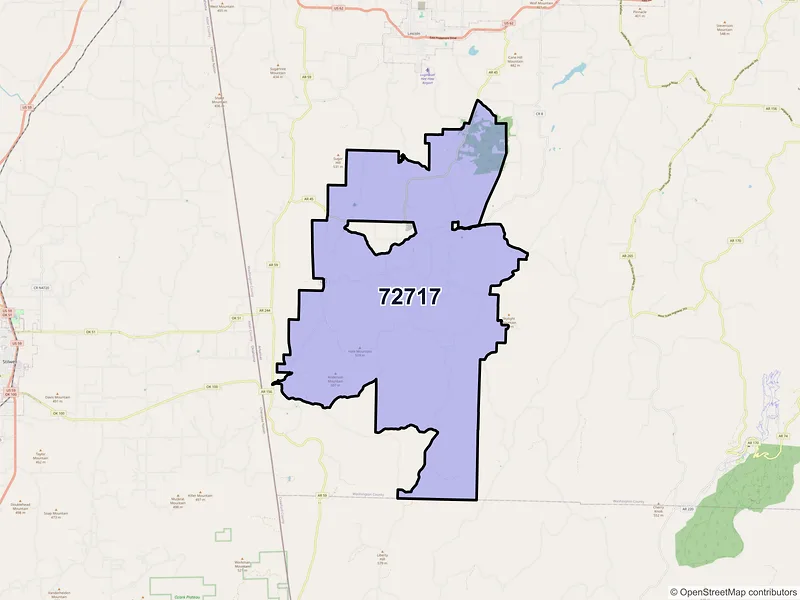 Map of ZIP Code 72717 — Canehill, AR