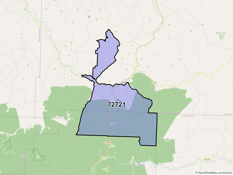 Map of ZIP Code 72721 — Combs, AR