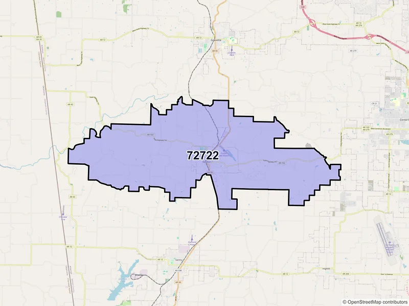 Map of ZIP Code 72722 — Decatur, AR