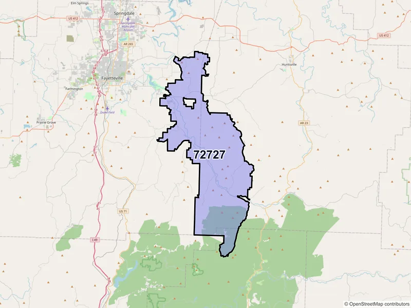Map of ZIP Code 72727 — Elkins, AR