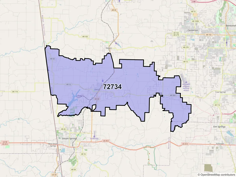 Map of ZIP Code 72734 — Gentry, AR