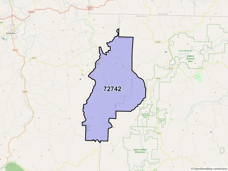Map of Kingston, Arkansas and ZIP codes