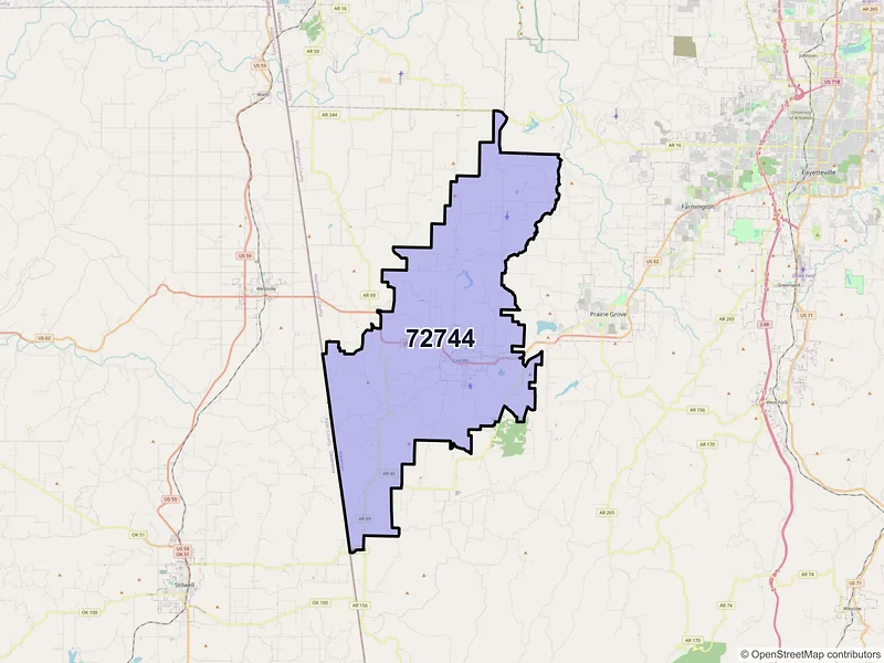 Map of ZIP Code 72744 — Lincoln, AR