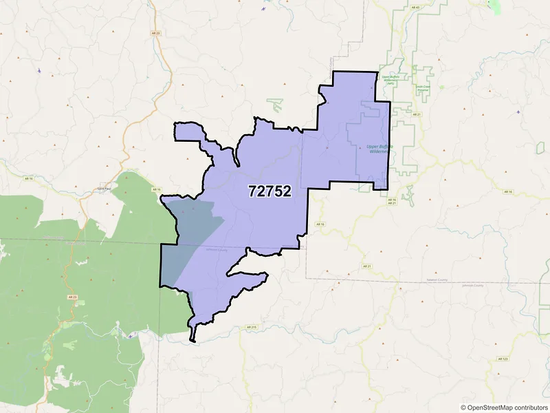 Map of ZIP Code 72752 — Pettigrew, AR