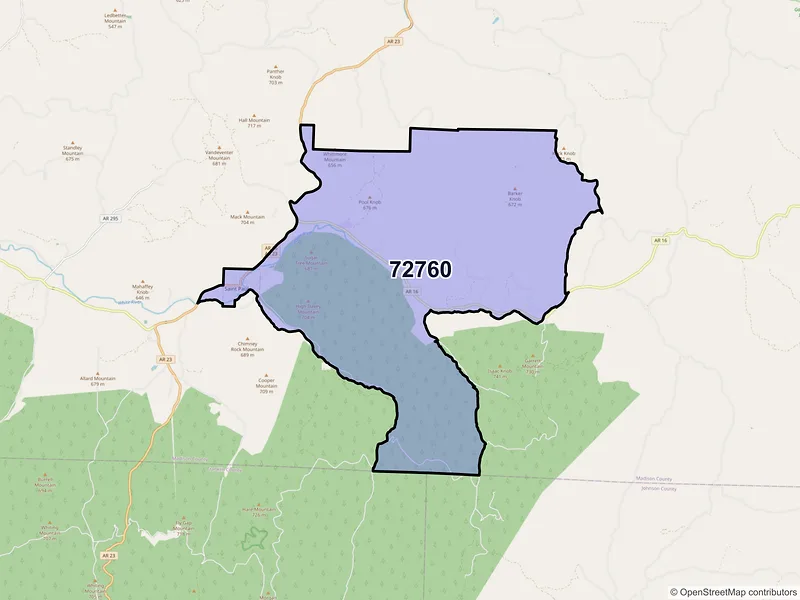 Map of ZIP Code 72760 — Saint Paul, AR