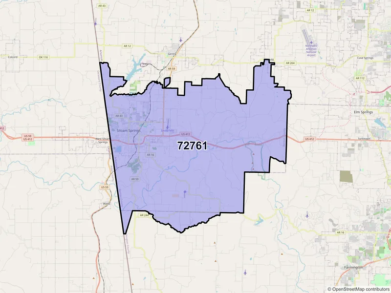 Map of ZIP Code 72761 — Siloam Springs, AR