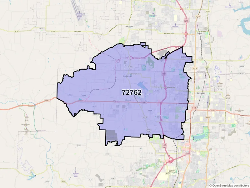 Map of ZIP Code 72762 — Springdale, AR
