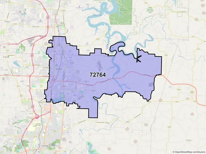 Map of ZIP Code 72764 — Springdale, AR