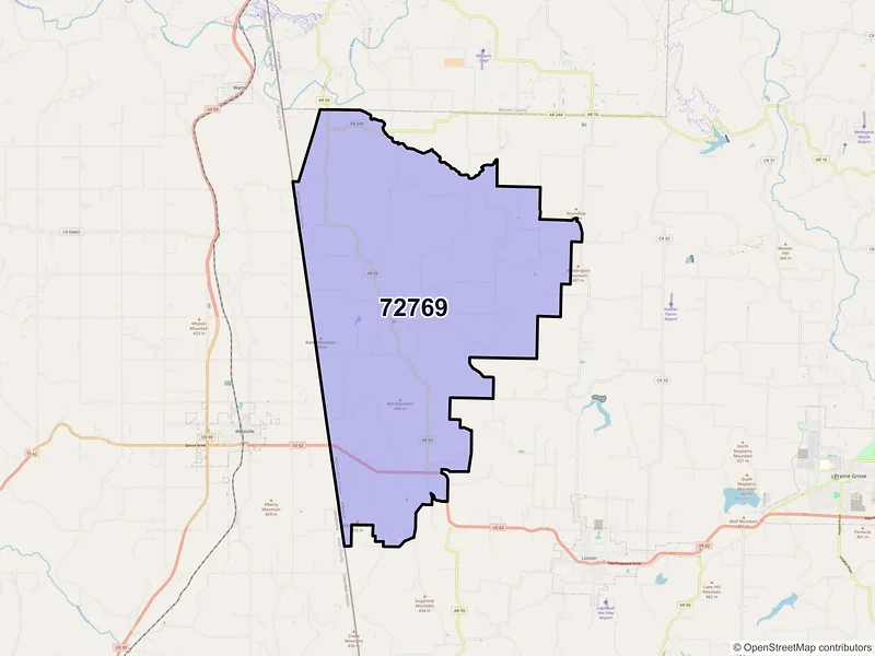 Map of ZIP Code 72769 — Summers, AR