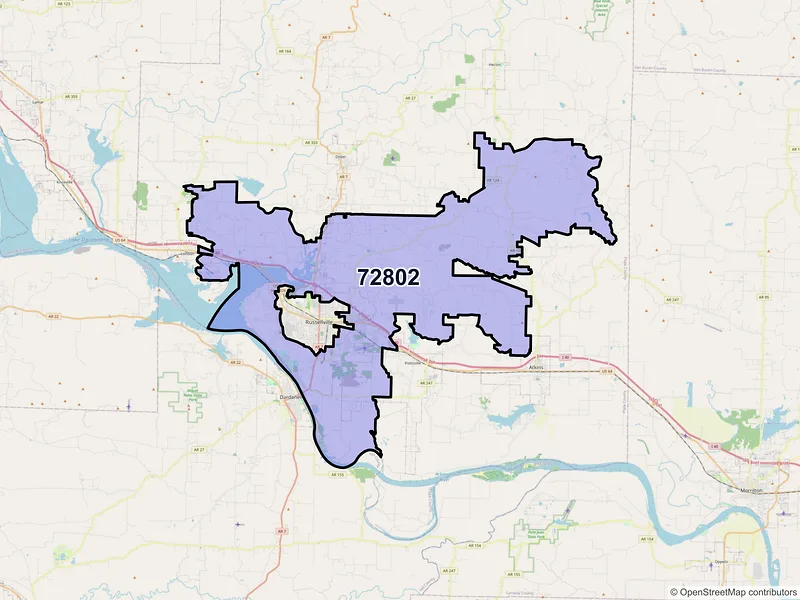 Map of ZIP Code 72802 — Russellville, AR
