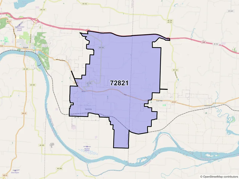 Map of ZIP Code 72821 — Altus, AR