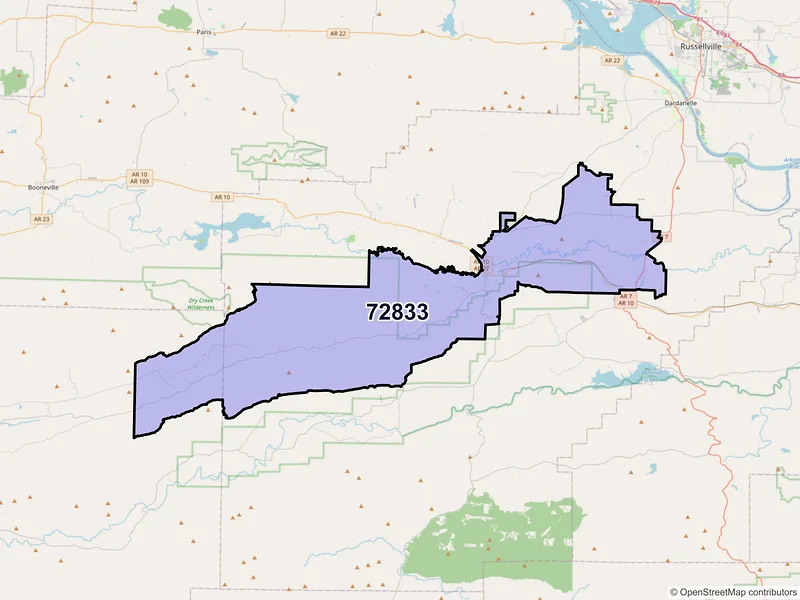 Map of ZIP Code 72833 — Danville, AR