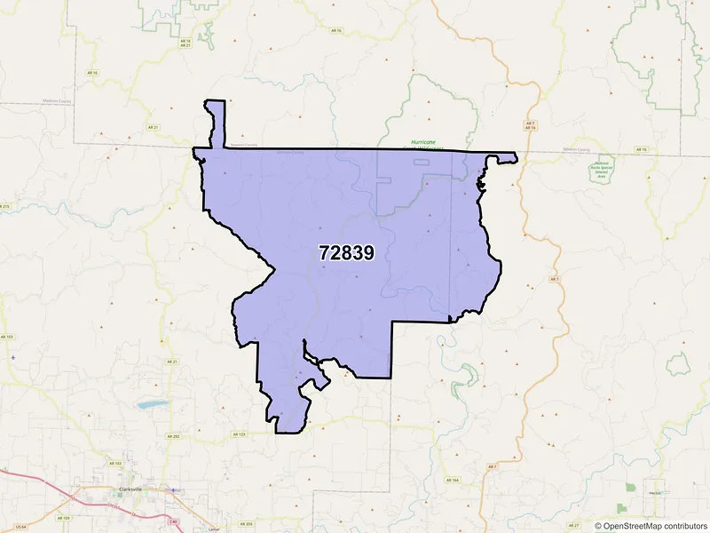 Map of ZIP Code 72839 — Hagarville, AR