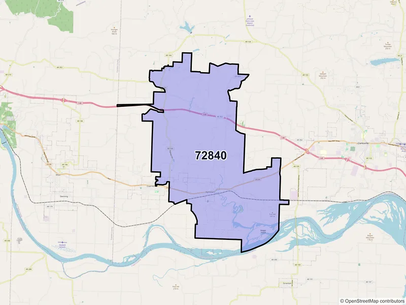 Map of ZIP Code 72840 — Hartman, AR