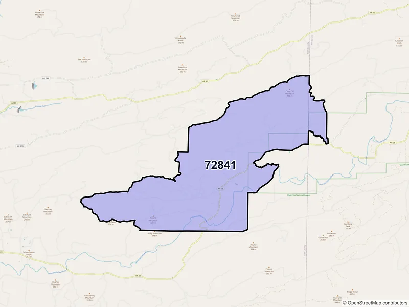 Map of ZIP Code 72841 — Harvey, AR