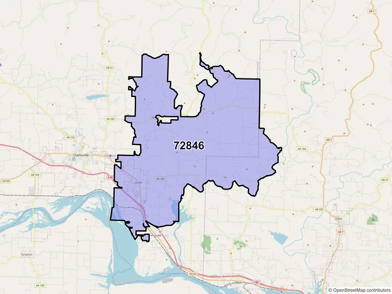 Map of ZIP Code 72846 — Lamar, AR
