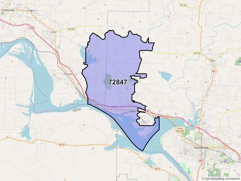 Map of ZIP Code 72847 — London, AR