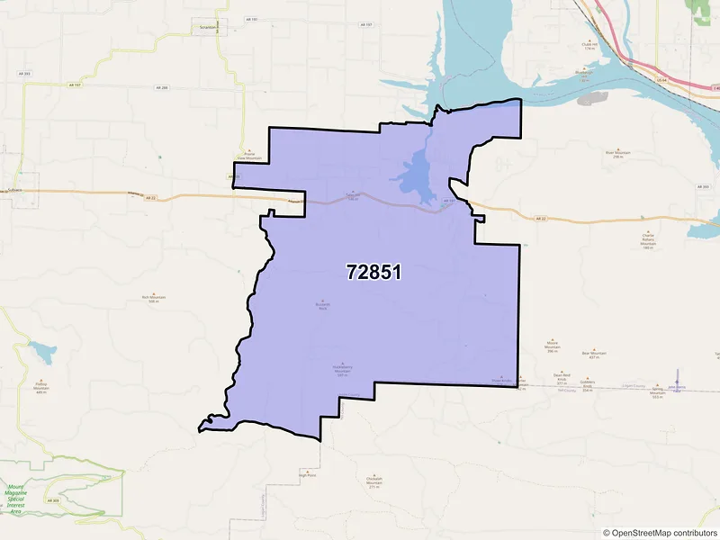 Map of ZIP Code 72851 — New Blaine, AR