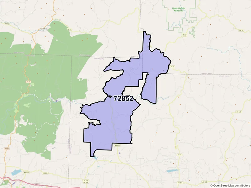 Map of ZIP Code 72852 — Oark, AR